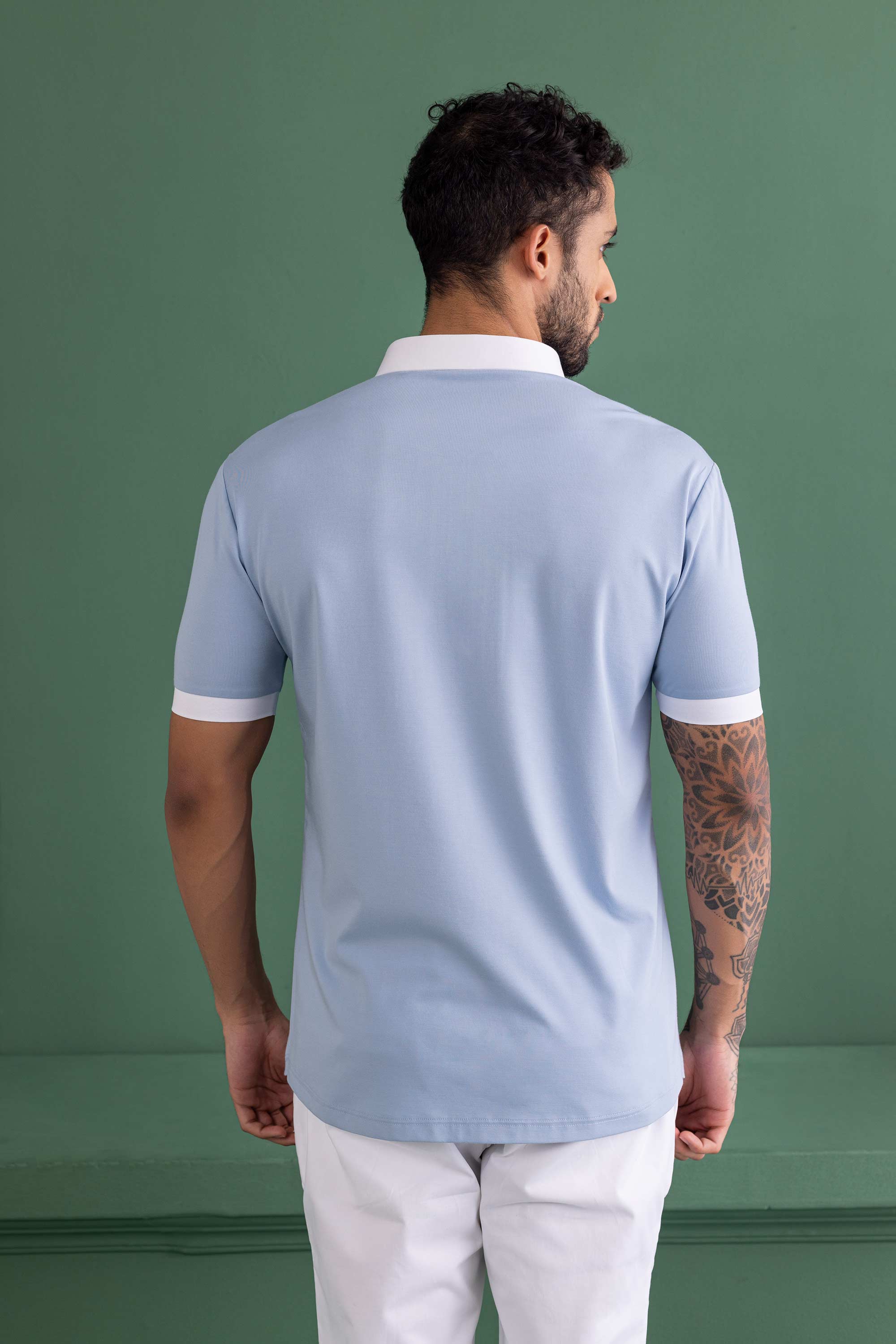 Sky Blue T- Shirt with Zipper