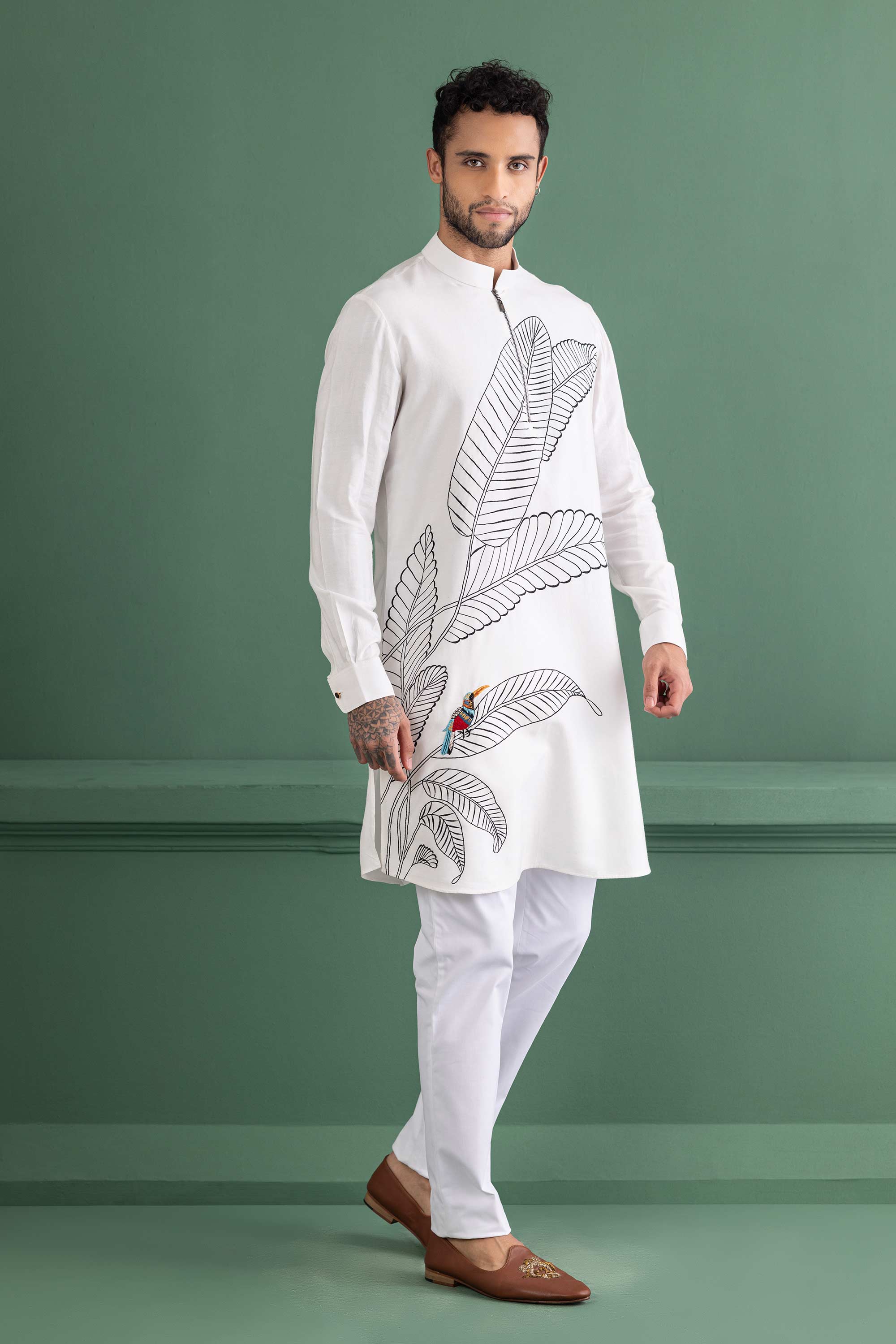 Ivory Embroidered Kurta