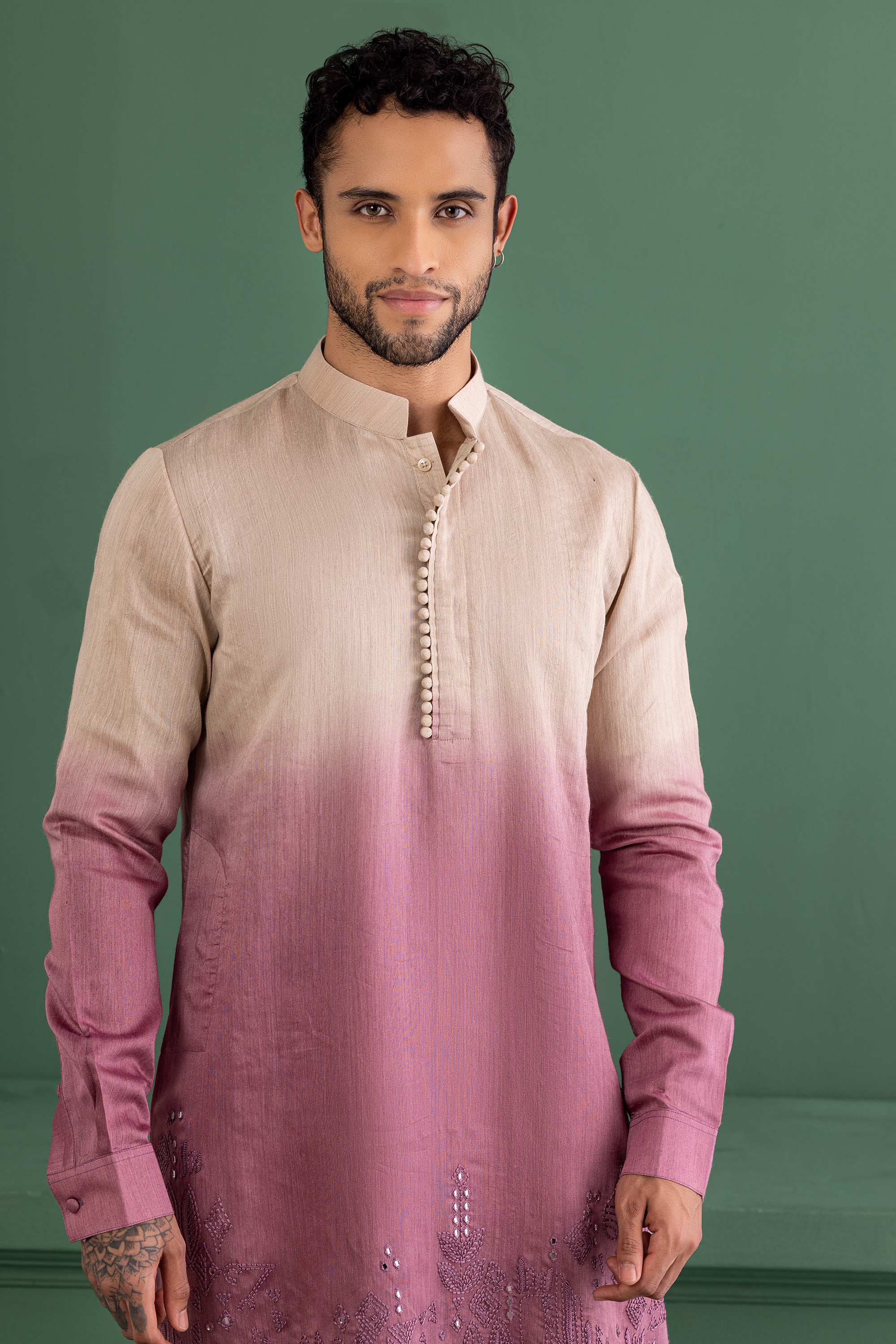 shaded mauve embroidered kurta