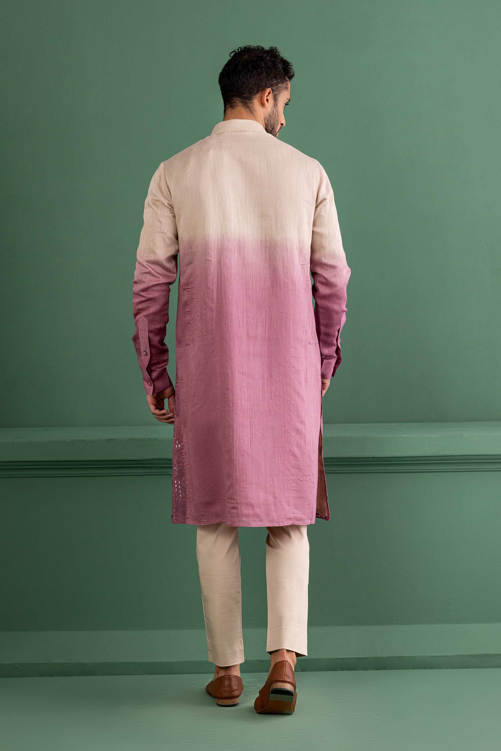 shaded mauve embroidered kurta