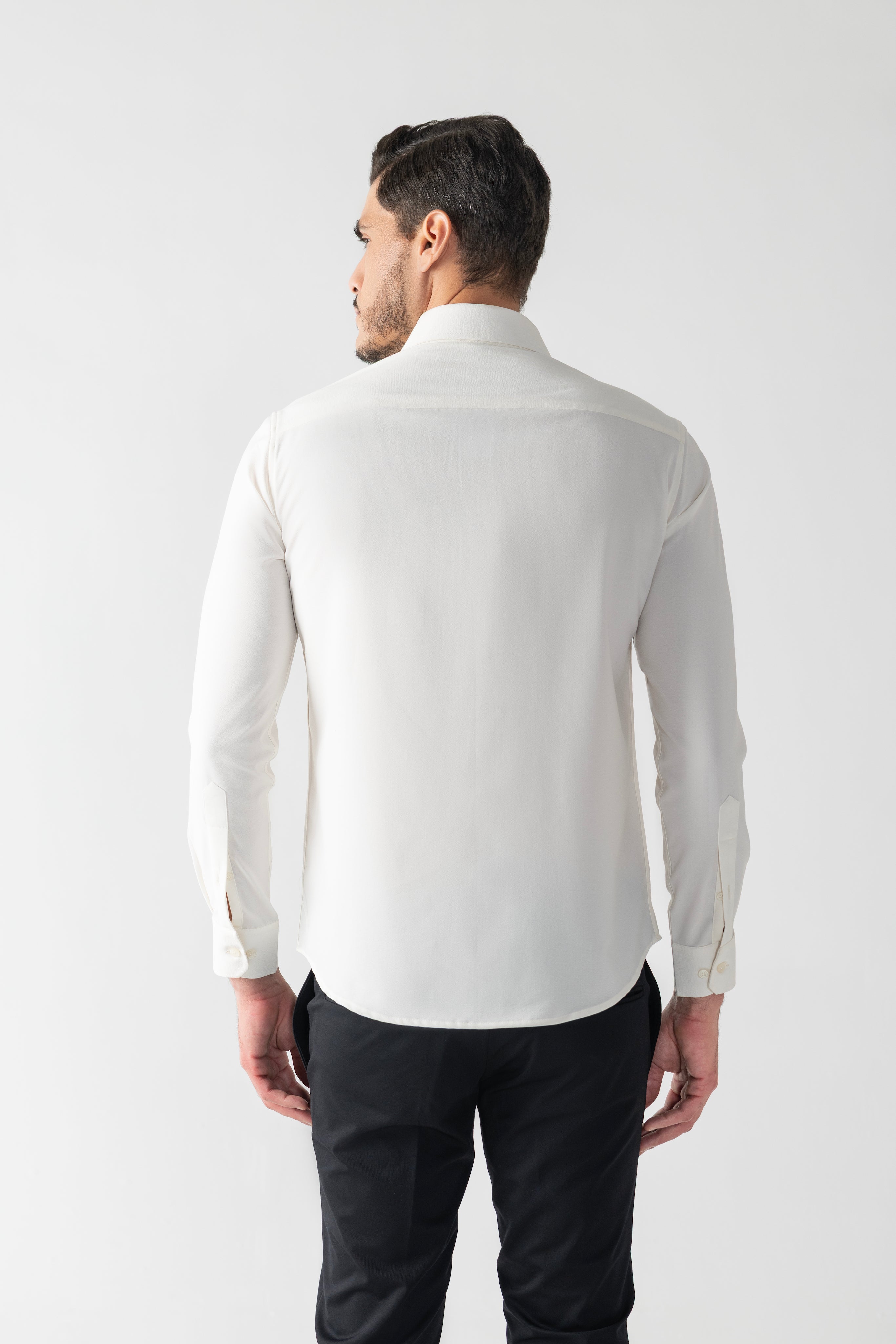 Ivory shirt with hand-embroidered Dragonfly motif