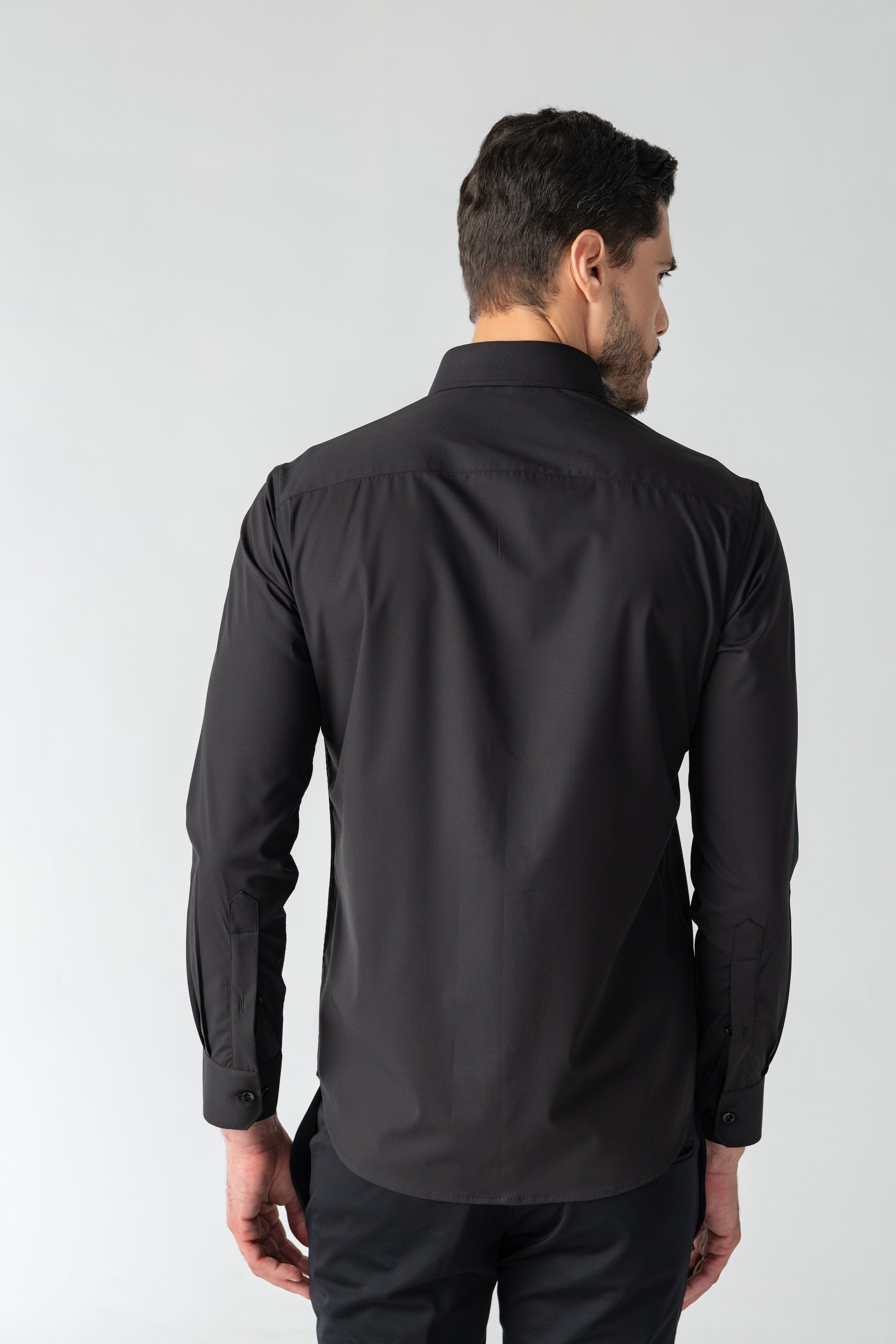 Black shirt with statement metallic buttons