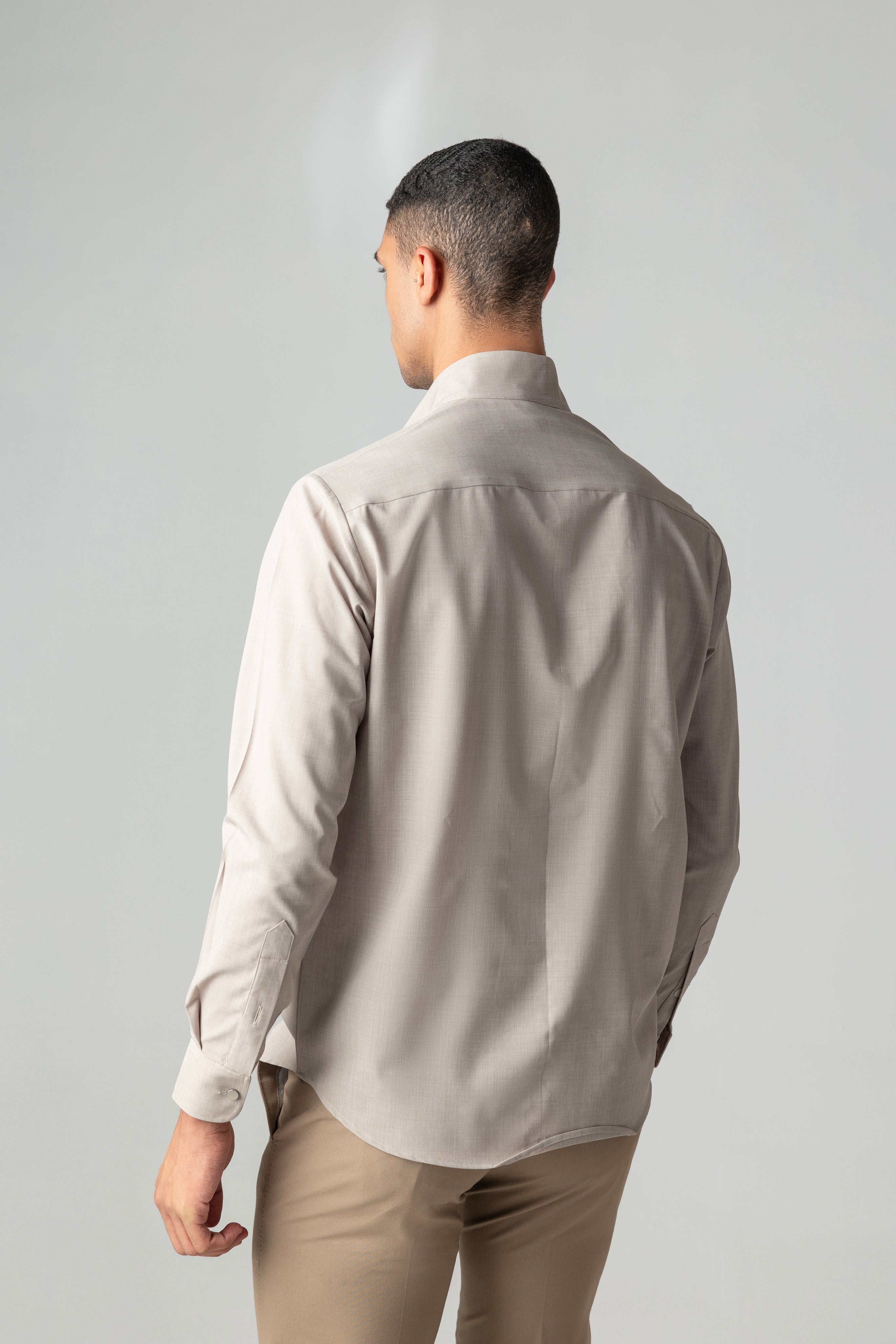 Khakhi shirt with statement front-frill detailing