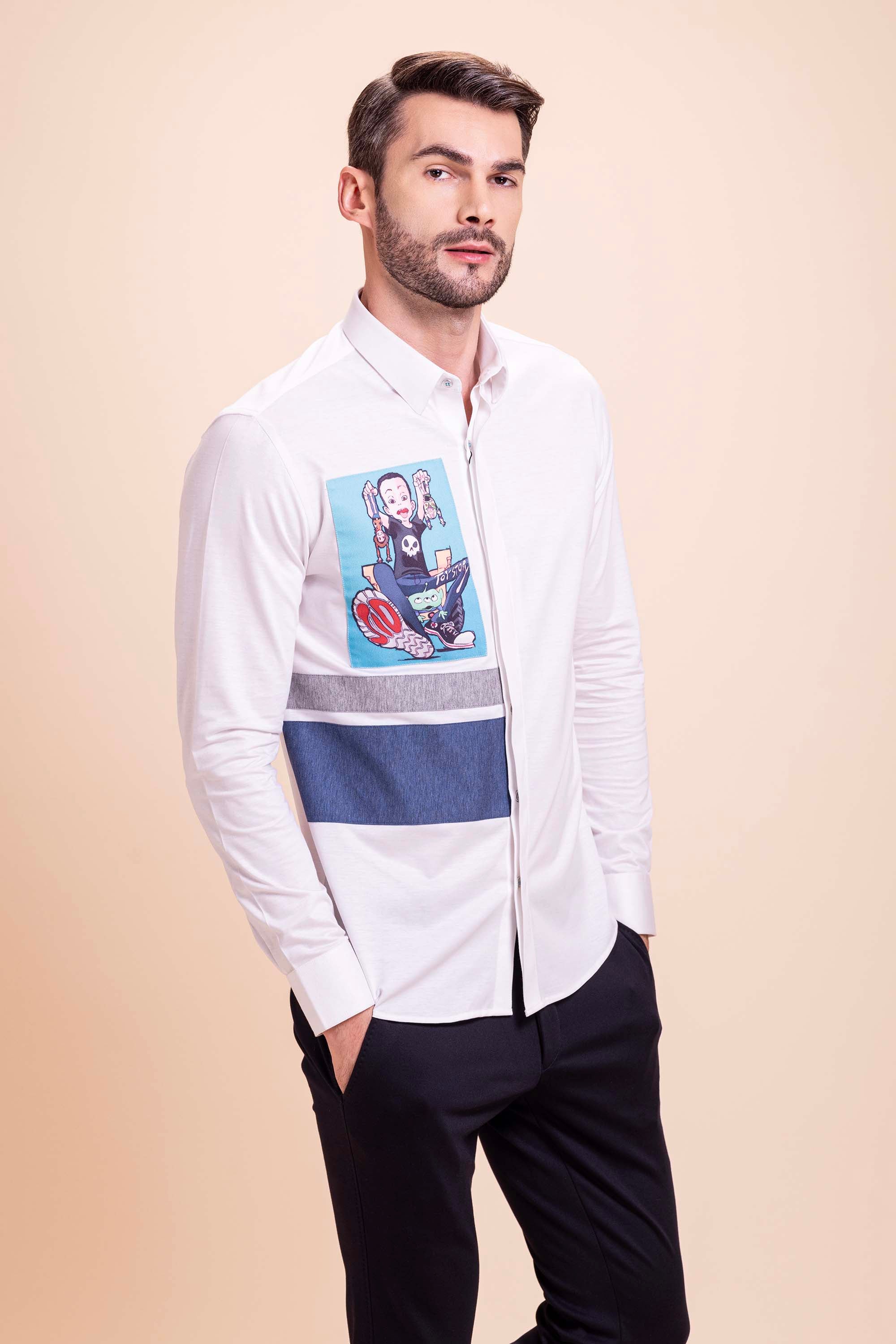 White Patch Work Shirt