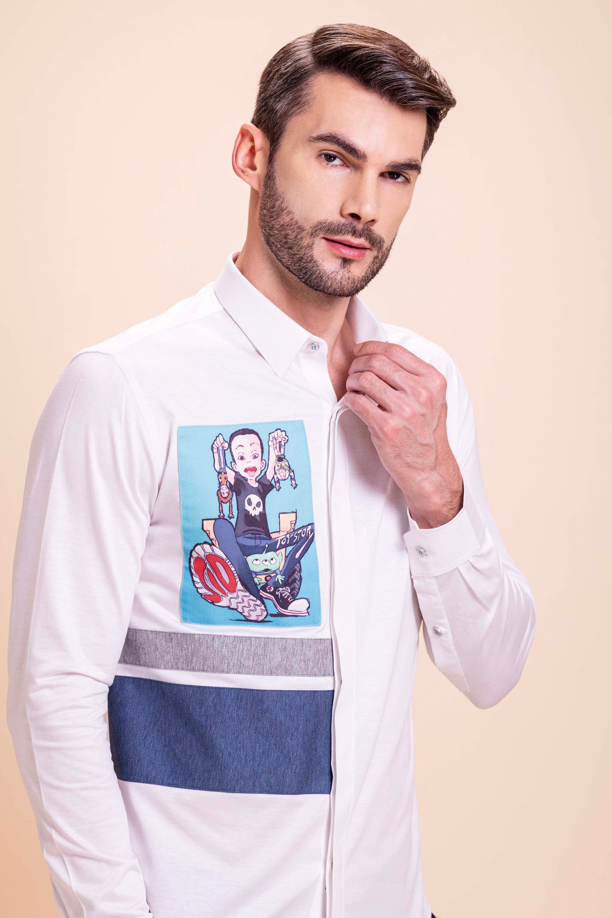 White Patch Work Shirt