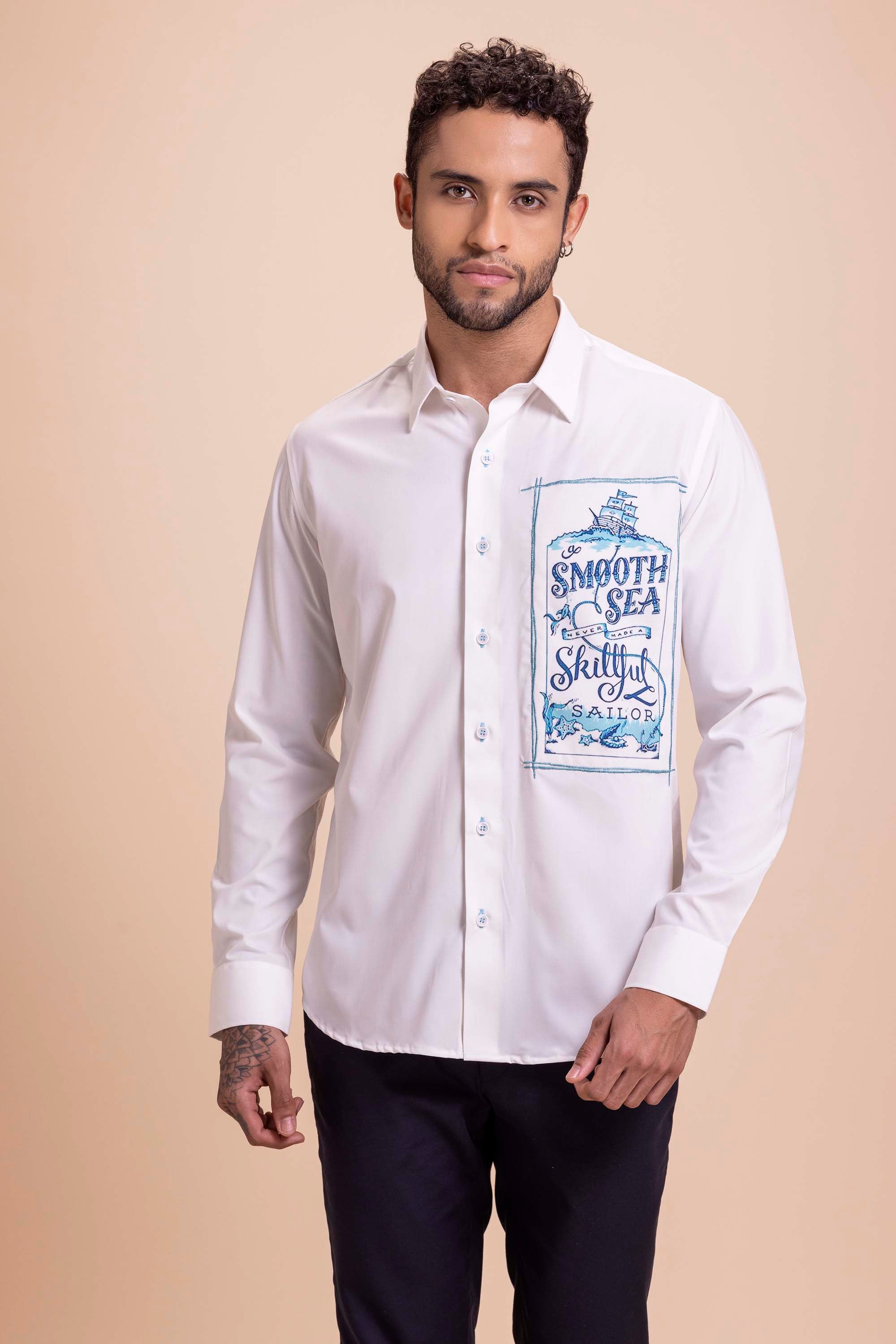 White Patch Work Shirt