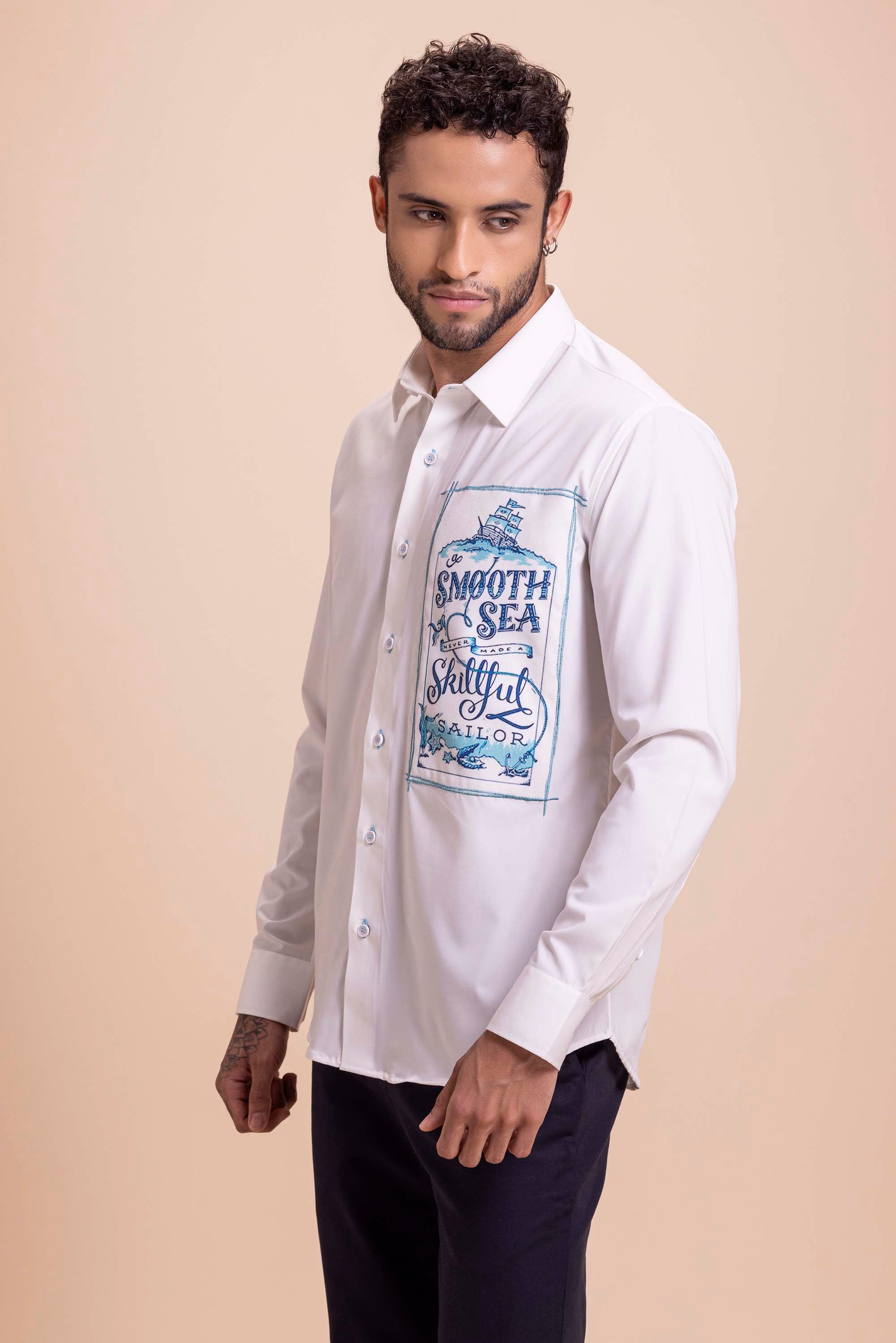 White Patch Work Shirt