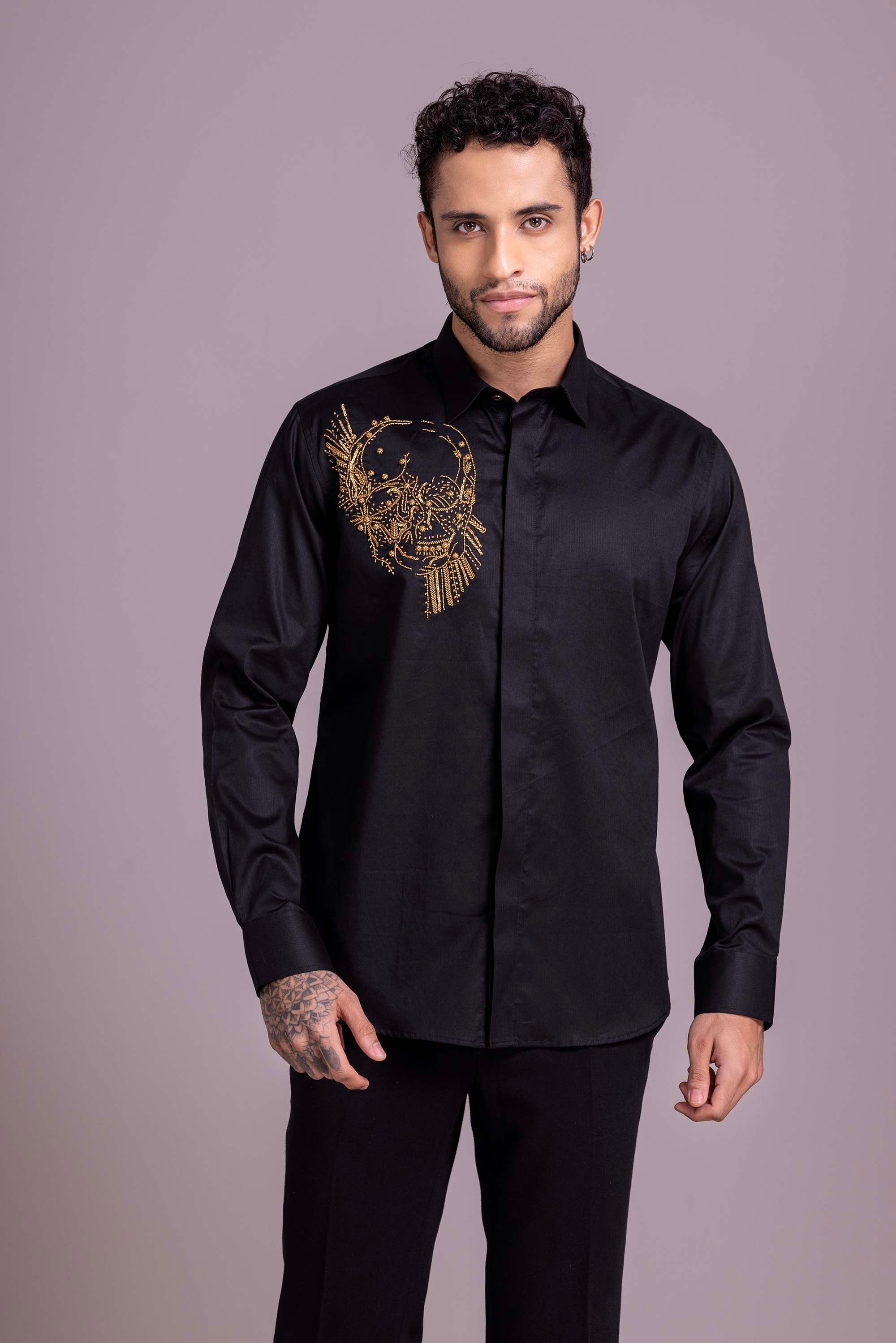 Black Embroidered Shirt