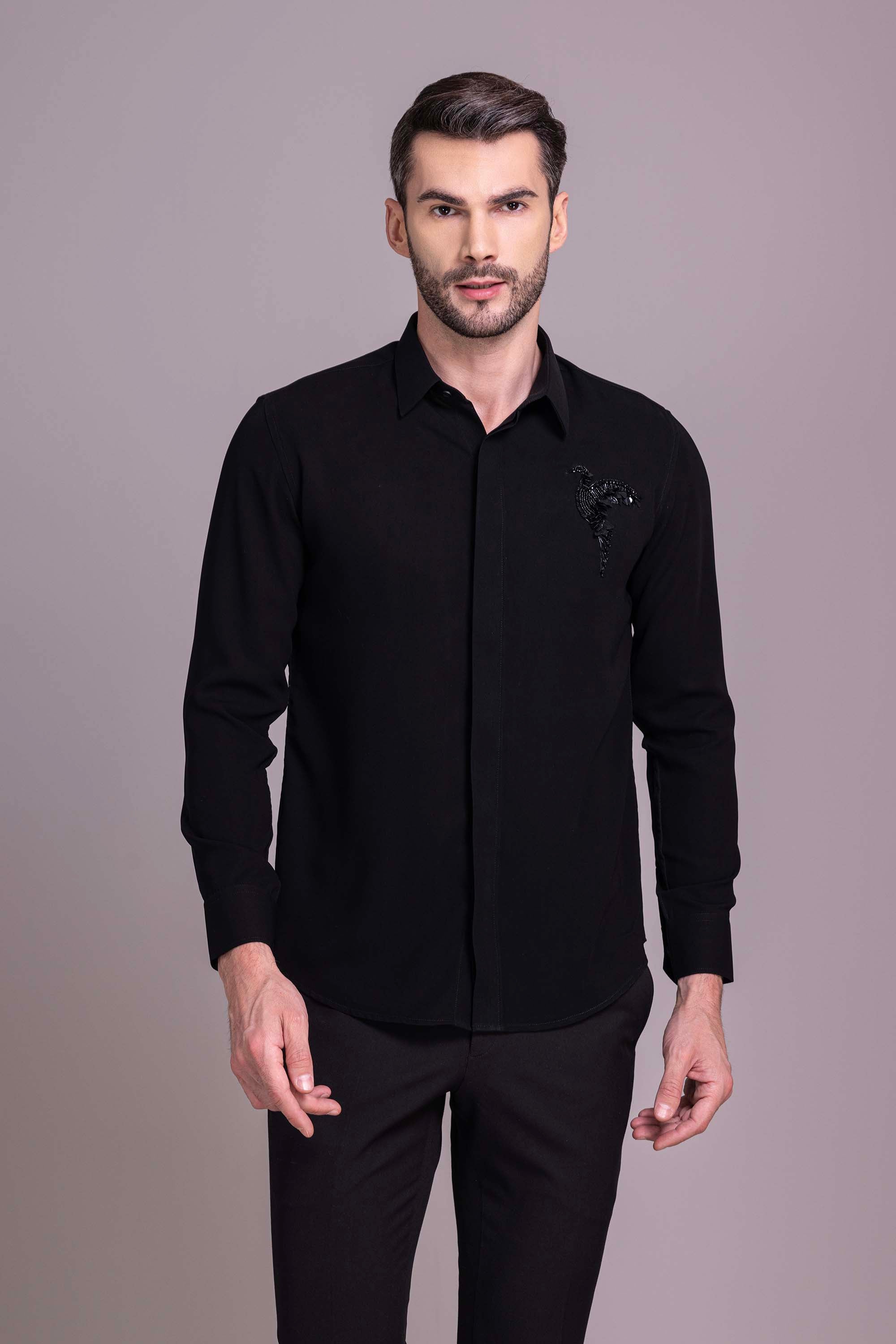Black Embroidered Shirt
