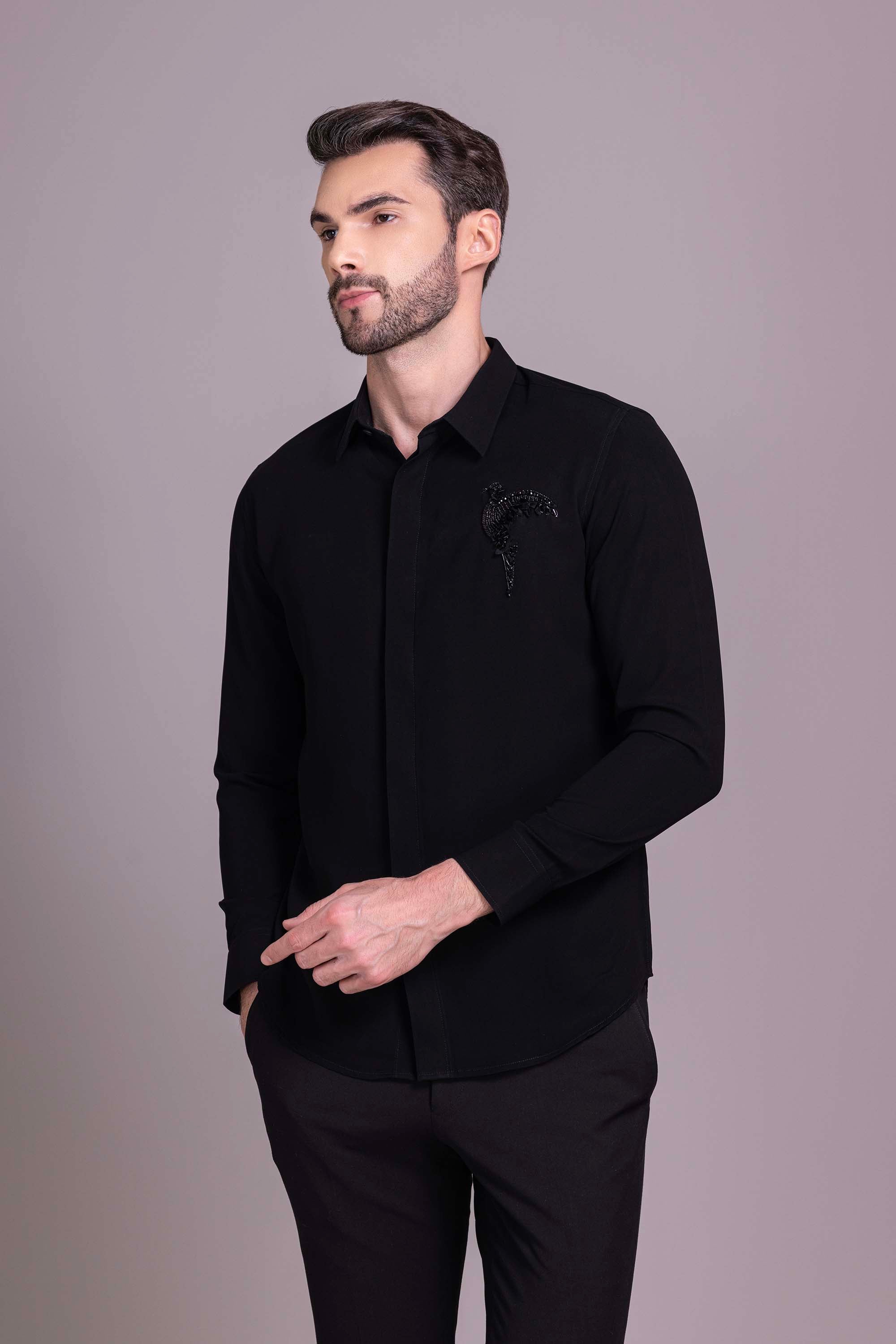 Black Embroidered Shirt