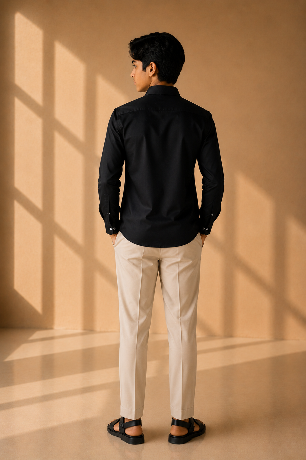 Black shirt with white embroidered Horse motif
