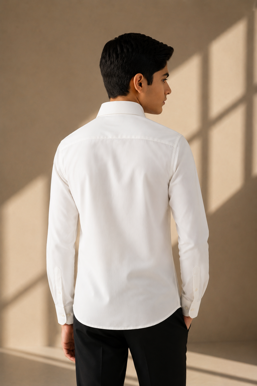 Ivory shirt with hand-embroidered Dragonfly motif