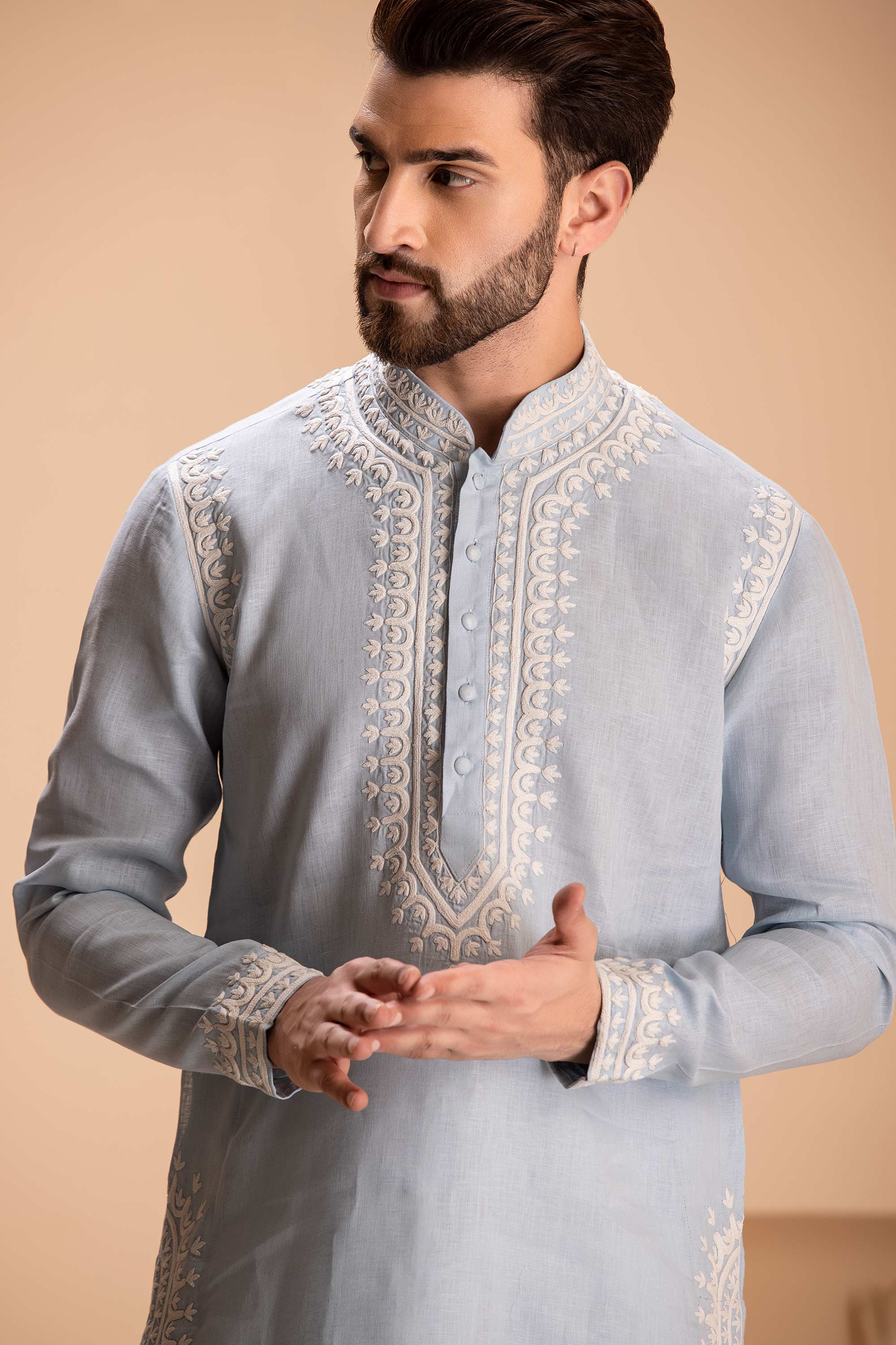 "Kurta: Linen  Salwar: Cotton Silk"