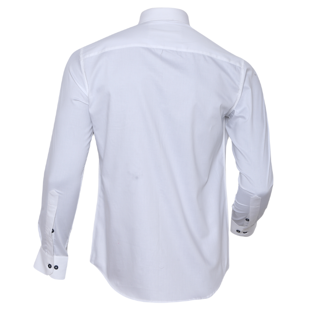 White long-sleeved shirt with coffee embroidered motif