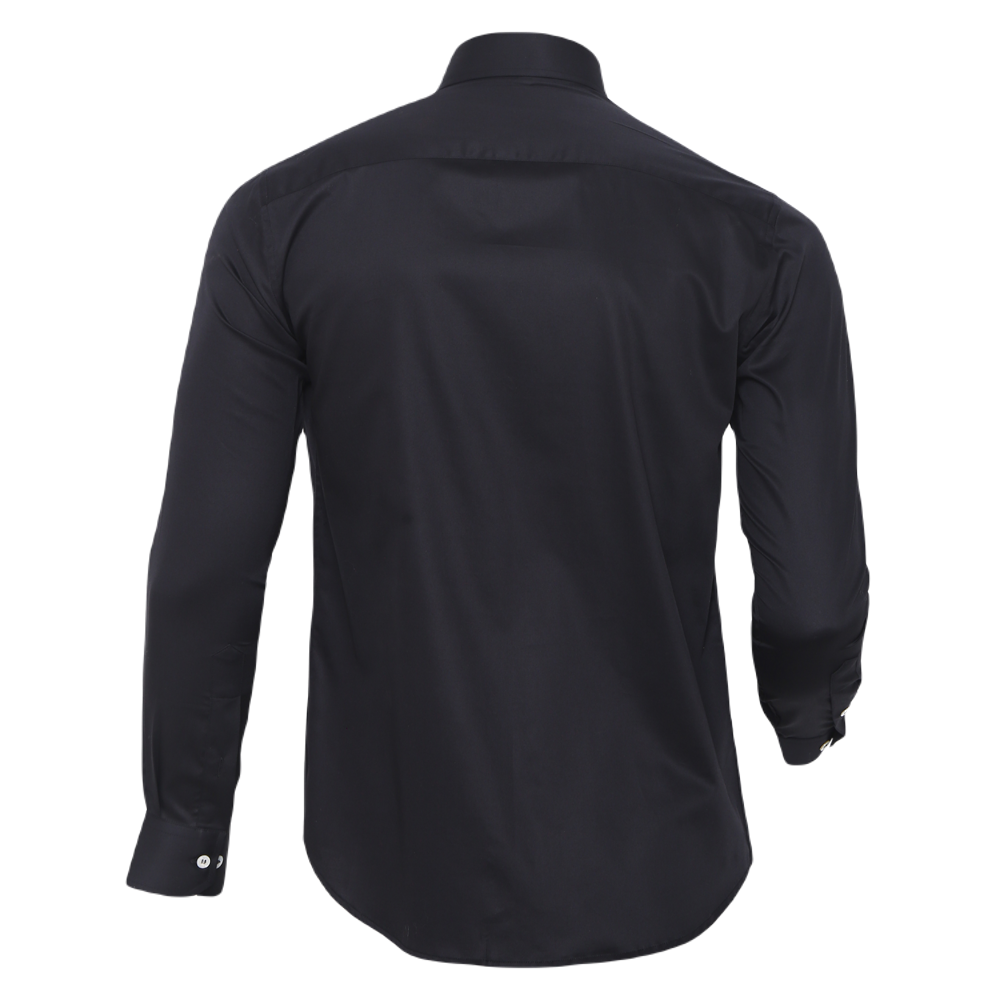 Black long-sleeved evening shirt with prudence embroidery