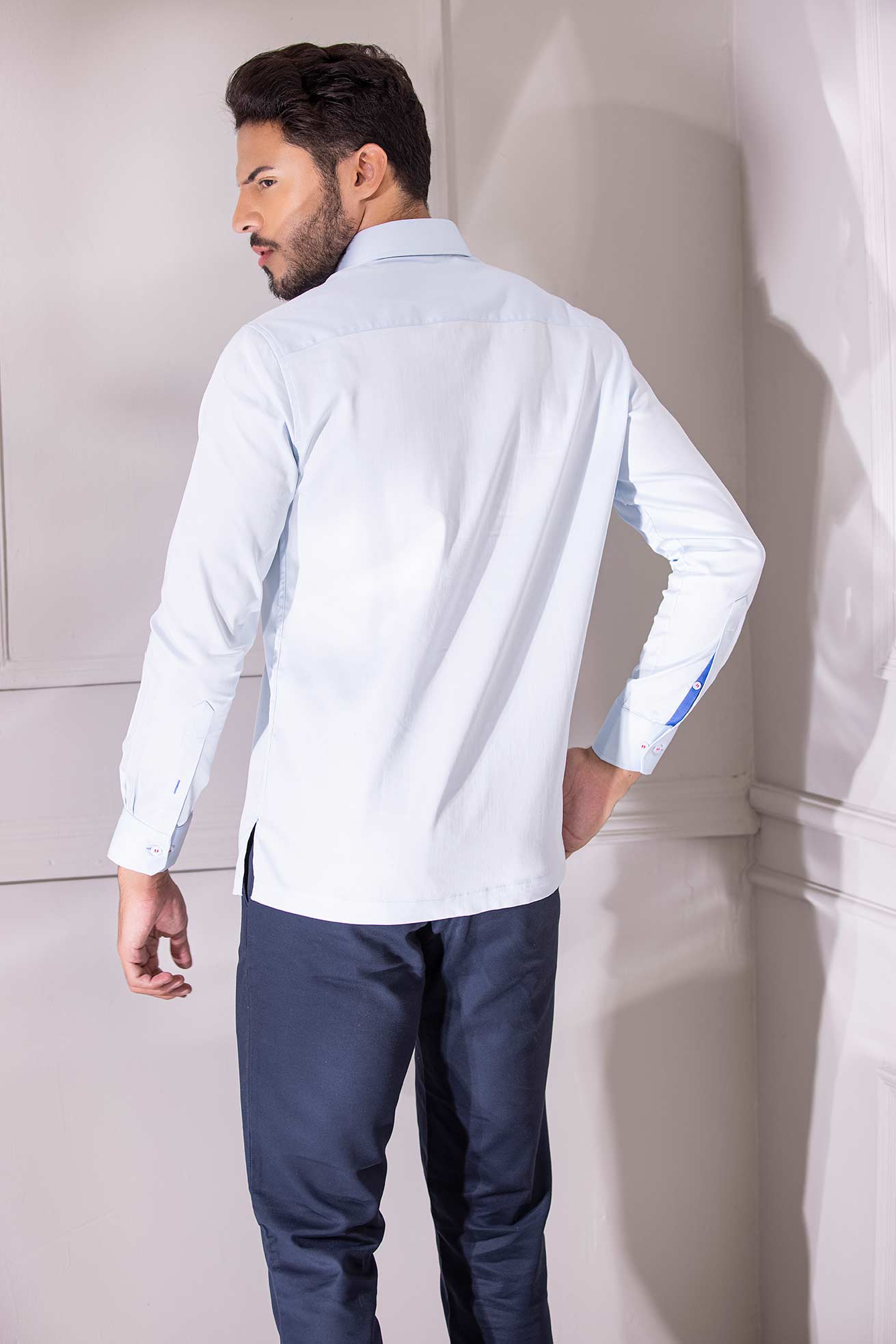 Sky Blue full-sleeved shirt with digital print car motif