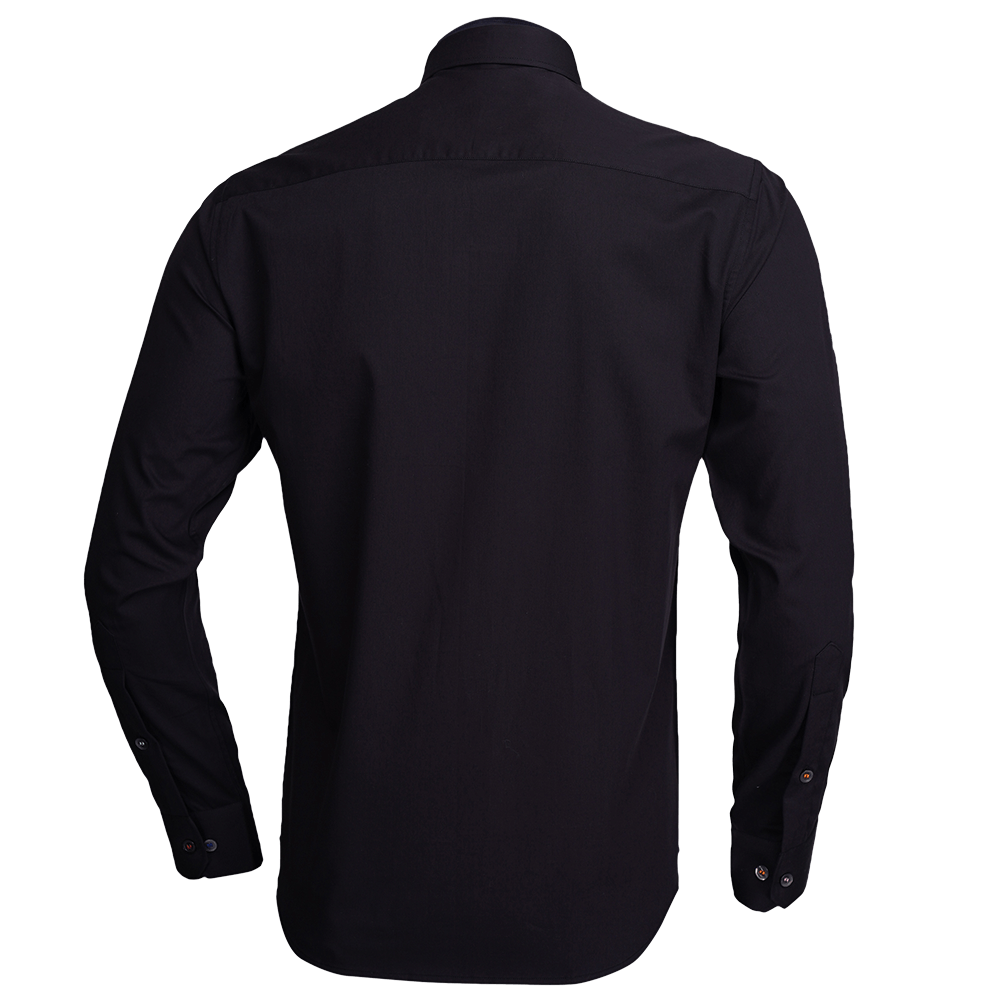 Black long-sleeved evening shirt detailed with fingerprint embroidery