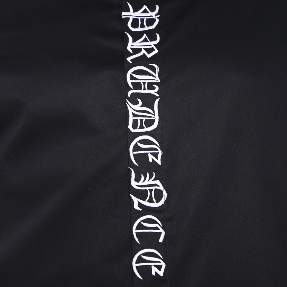 Black long-sleeved evening shirt with prudence embroidery