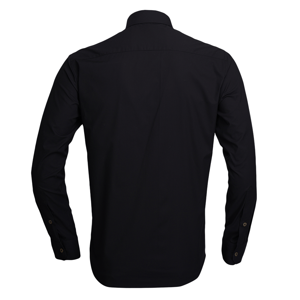 Black long-sleeved evening shirt with zardozi Dragonfly