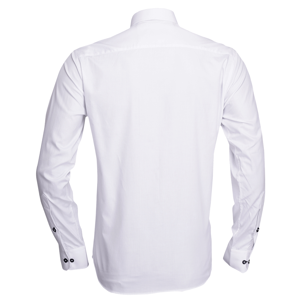 White long-sleeved shirt detailed with abstract faces illustration embroidery