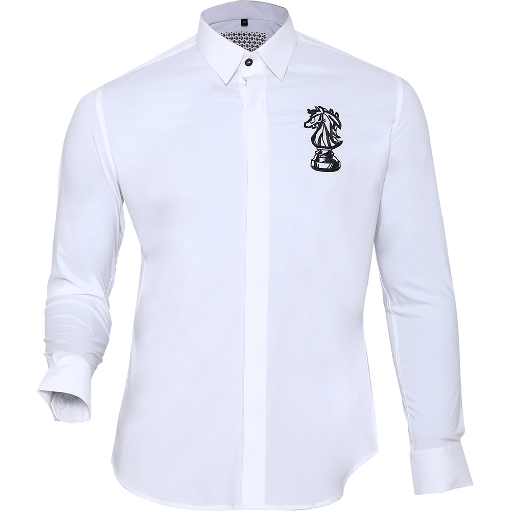 White long-sleeved shirt with Horse embroidered motif