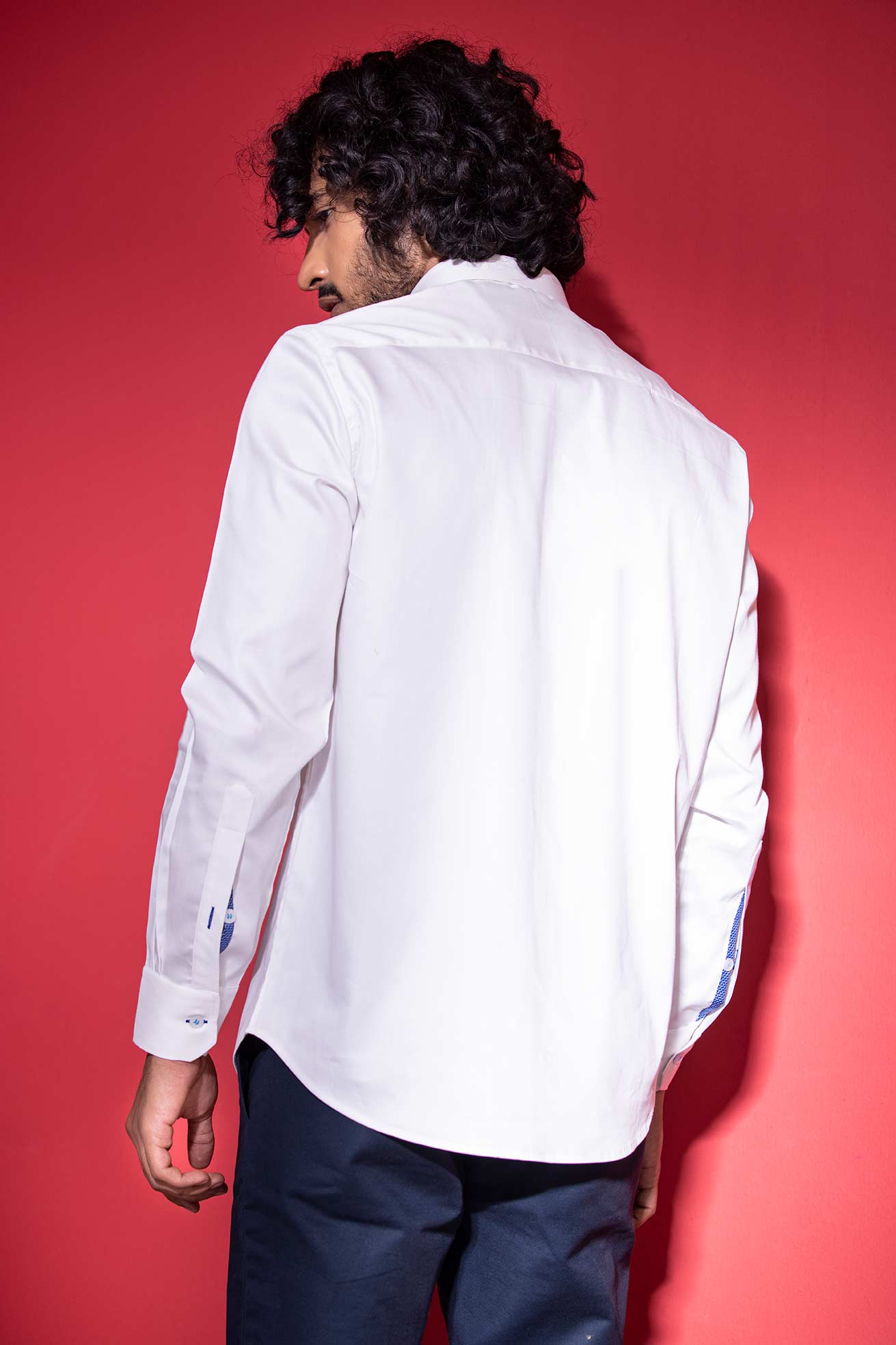 White full-sleeved shirt with digital print Zebra motif